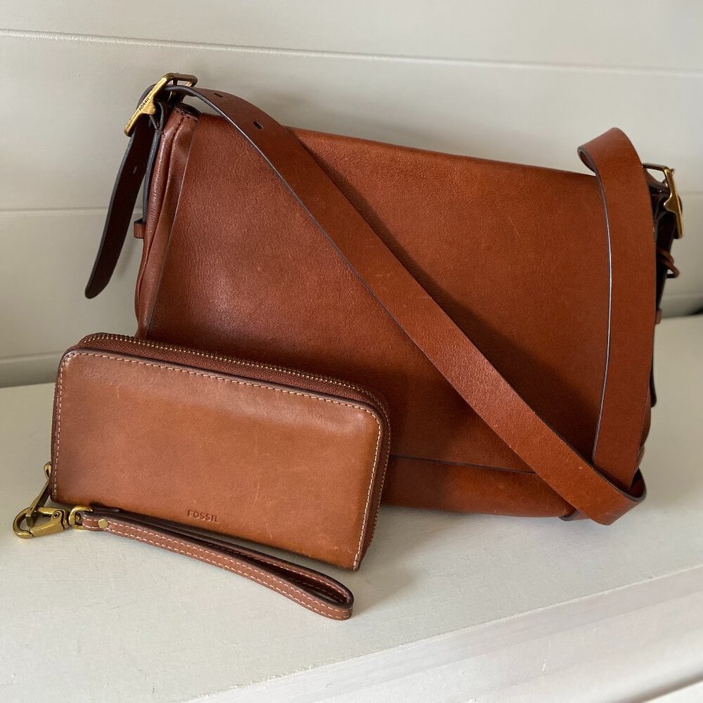 Fossil Harper Brown Crossbody Bag and Wallet